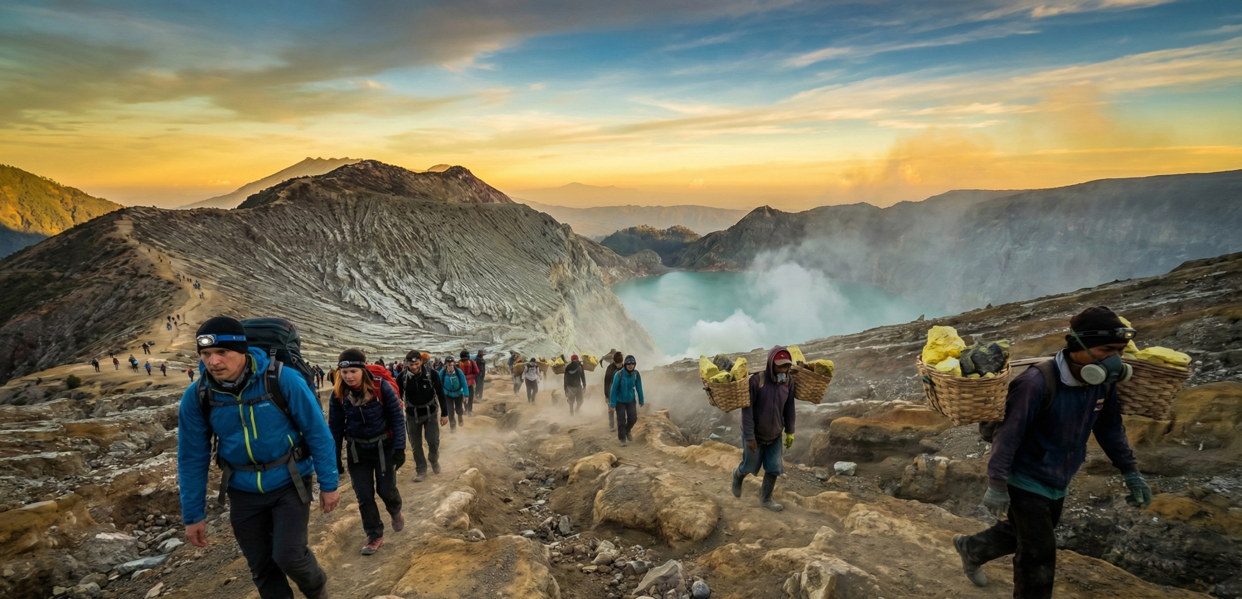 Jalur trekking pendakian menuju Kawah Ijen